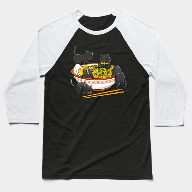 Kawaii Anime Cat Japanese Ramen Noodles Baseball T-Shirt by Tobe_Fonseca